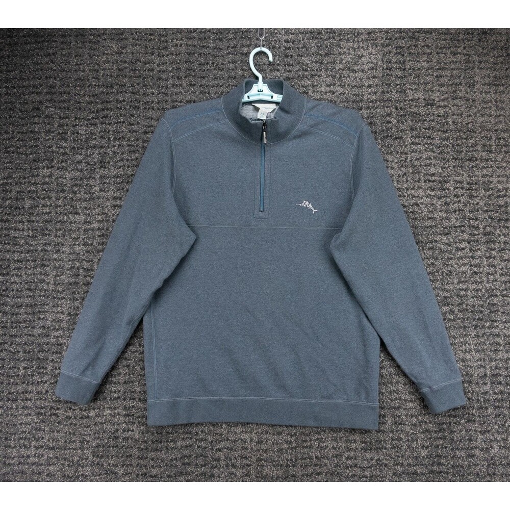 Tommy Bahama Reversible Sweater Mens Large Gray 1/4 Zip Pullover Golf Preppy